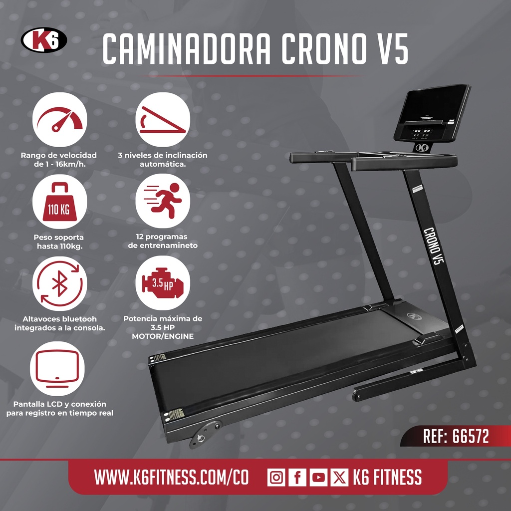 Caminadora Eléctrica K6 Crono V5