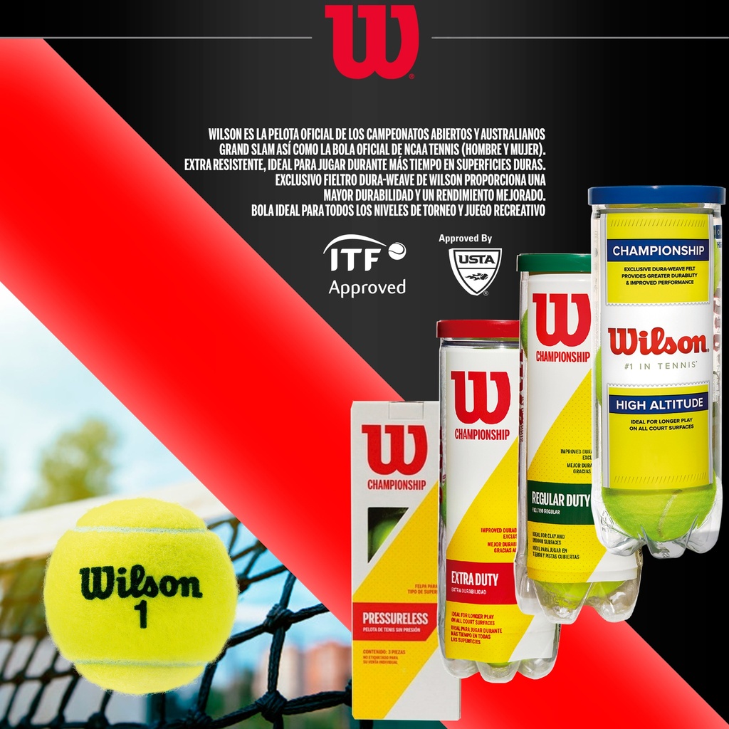 Pelotas de Tenis Wilson Championship Regular Duty en Envase 3 unidades (T1003)