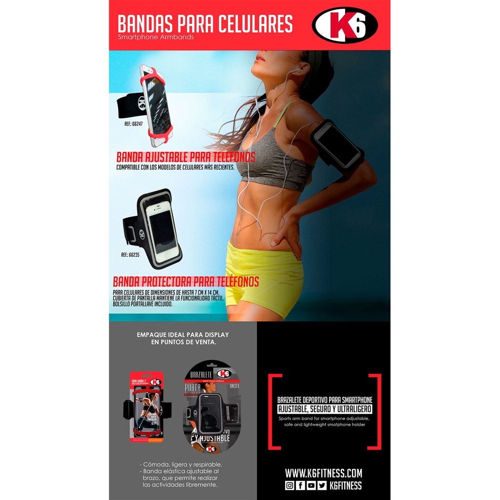 Banda de Brazo para Teléfono Inteligente K6 Ajustable