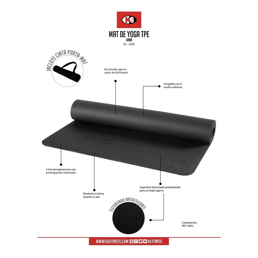 Manta de Yoga K6 de 4 mm TPE
