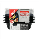 Set de 5 Recipientes con tapa (2,3C) Negro Rubbermaid