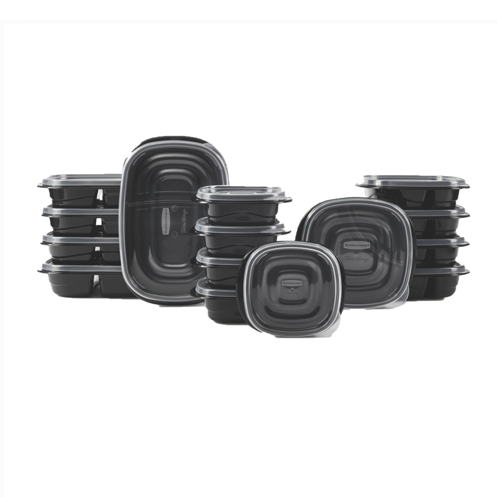 Set de 30 Recipientes con tapa diferentes tamaños Negro Rubbermaid