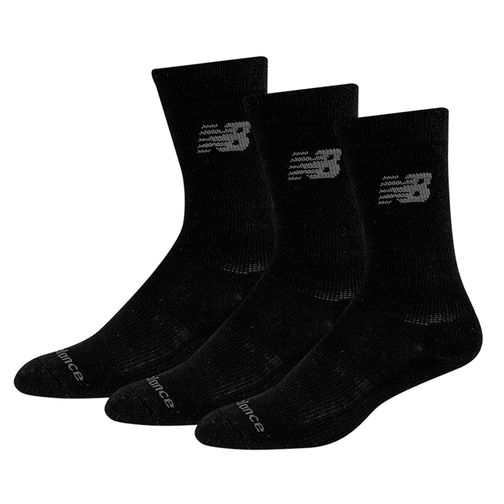 Media Alta Performance Cotton Cushioned Crew 3 Pack Negro