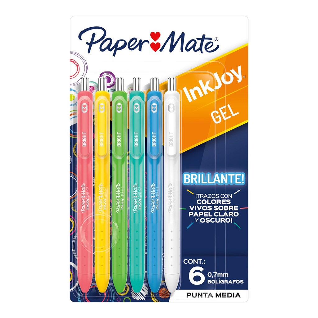 Bolígrafos Paper Mate Brillantes Ink Joy Gel 6 Unidades 