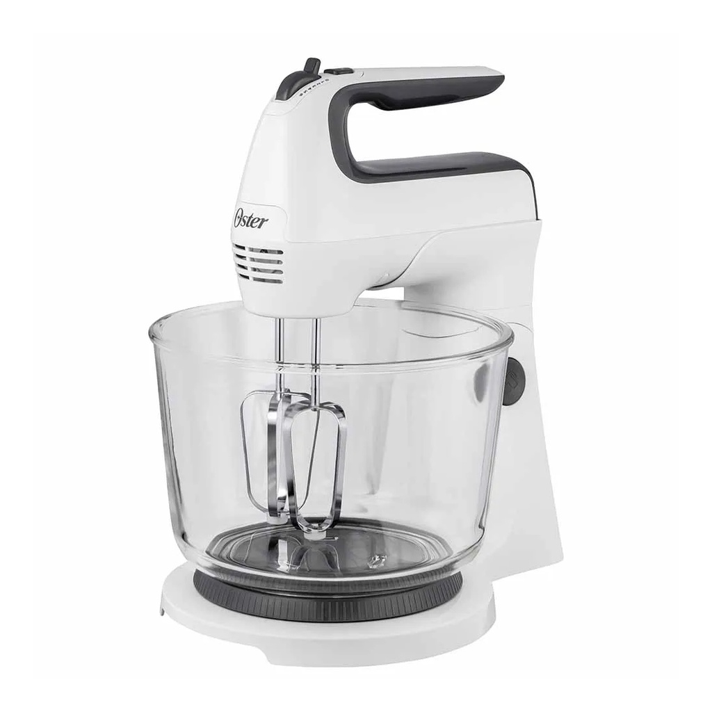 Batidora de Mano y Pedestal Oster con Tazón de Vidrio 6 Velocidades 3.7L 250W