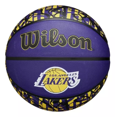Balón de Basket Wilson NBA Graffiti LA Lakers NO.7 con Caja Exhibidora
