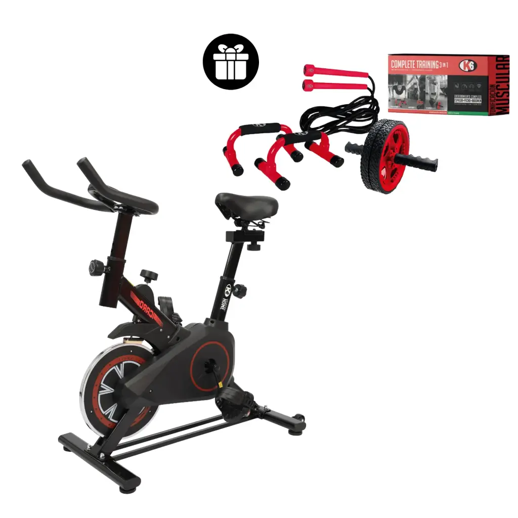 Bicicleta Spinning + Lazo Para Saltar+ Base Flexiones+ Rueda Abs