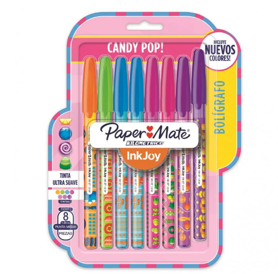 Bolígrafos Paper Mate Kilometrico Inkjoy Surtido Candy Pop Tx8