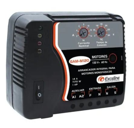 [GAM-M120] Arrancador Exceline para Motores Monofásicos Protección Voltaje y Sobrecarga 1Hp 120V